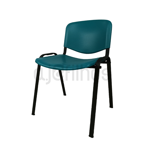 Cadeira Fixa com 4 pés, estrutura em tubo de aço, assento e costa em polipropileno de cor Azul