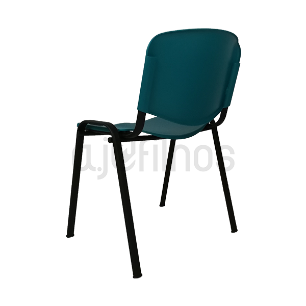 Cadeira Fixa com 4 pés, estrutura em tubo de aço, assento e costa em polipropileno de cor Azul