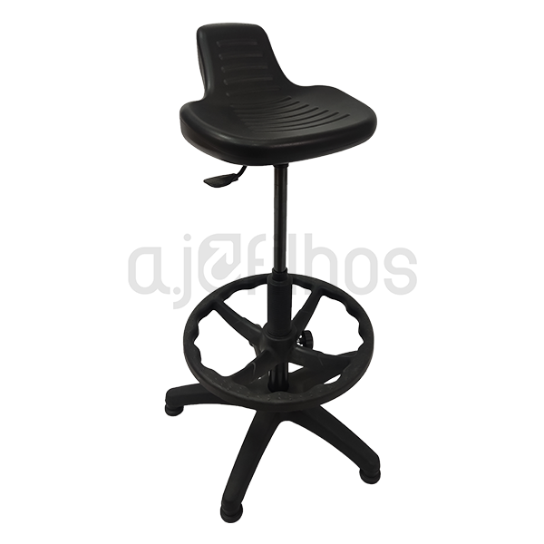 Banco estirador com pateres, altura ajustável e assento em poliuretano preto