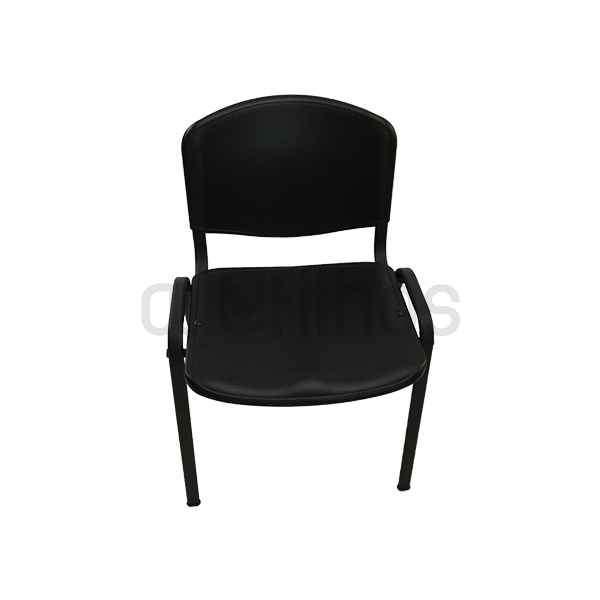 Cadeira Fixa com 4 pés, estrutura em tubo de aço, assento e costa em polipropileno de cor preta