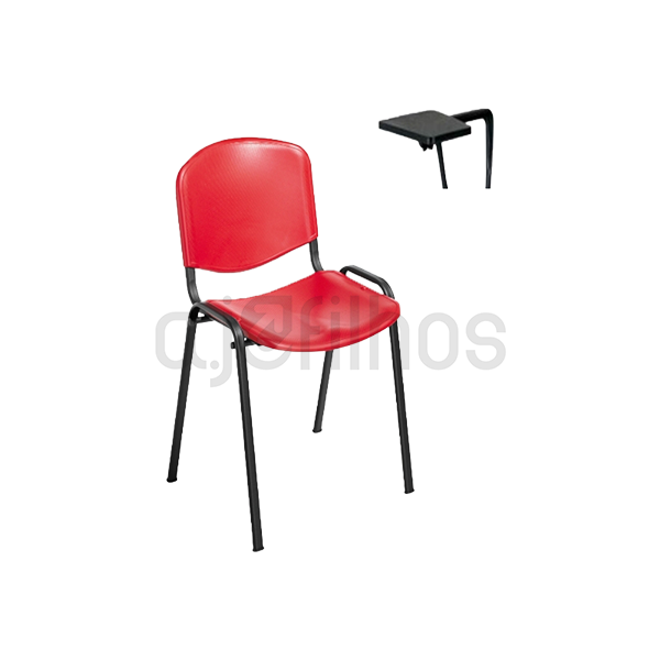 Cadeira Fixa com 4 pés e Palmatória, estrutura em tubo de aço, assento e costa em polipropileno 