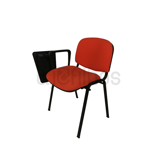 Cadeira Fixa com 4 pés e Palmatória rebatível, estrutura em tubo de aço, assento e costa em tecido ou napa