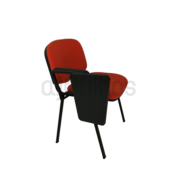 Cadeira Fixa com 4 pés e Palmatória rebatível, estrutura em tubo de aço, assento e costa em tecido ou napa