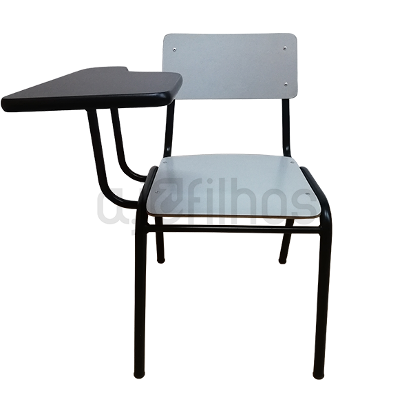 Cadeira Fixa com 4 pés e Palmatória, estrutura em tubo de aço, assento e costa em termolaminado