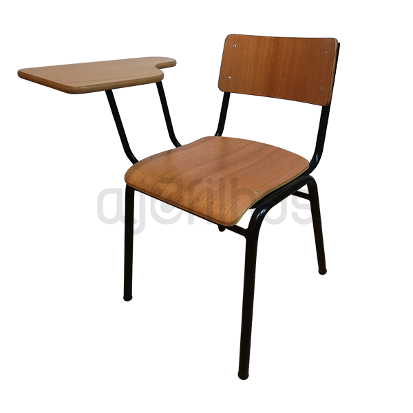 Cadeira Fixa com 4 pés e Palmatória, estrutura em tubo de aço, assento e costa em contraplacado
